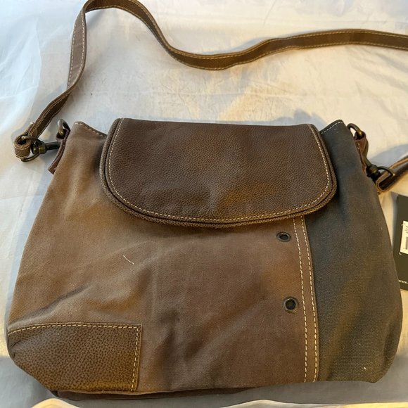 Myra Bags  Flap-Over Upcycled Canvas Shoulder Bag S-0769    NEW With Tags - Picture 3 of 4